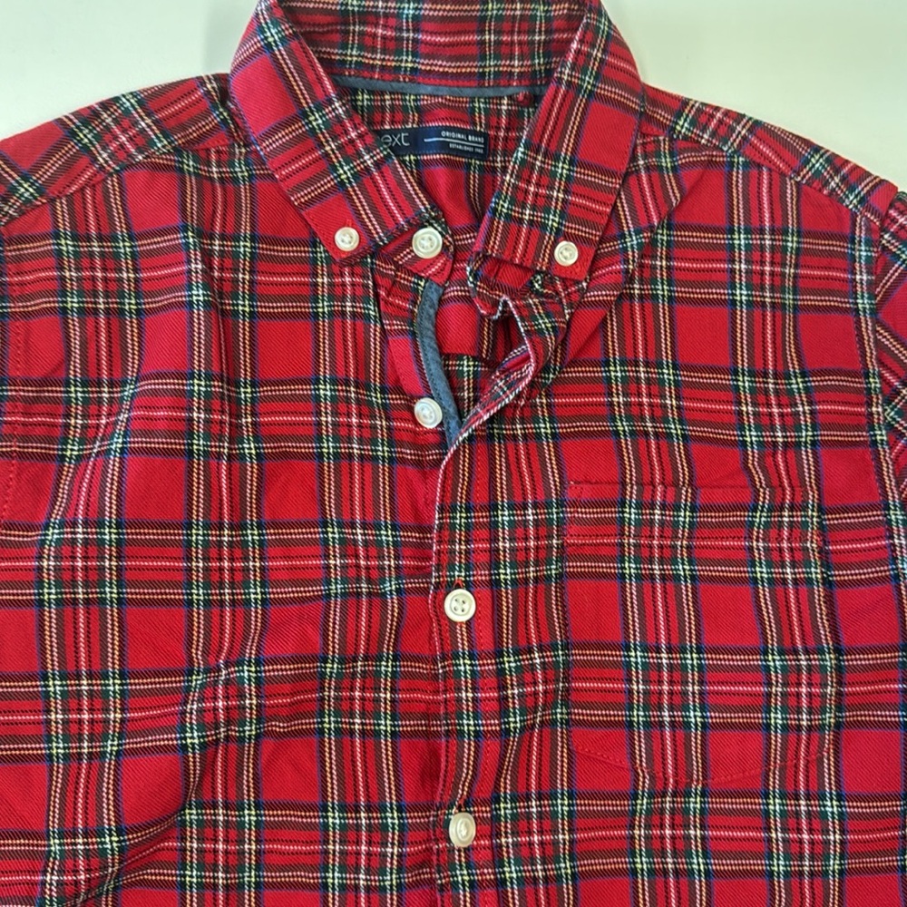 Holiday Plaid Tartan Buttkn Up Flannel Dress Shirt - Picture 2 of 5